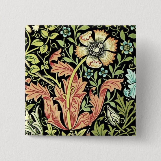 William Morris Compton Wallpaper Classic 15 Cm Square Badge (Front)