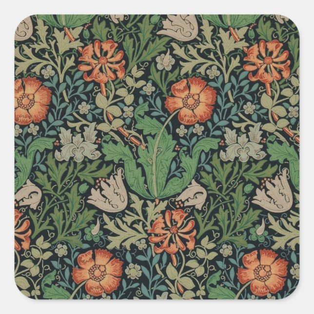William Morris Compton Wallpaper Classic Square Sticker (Front)