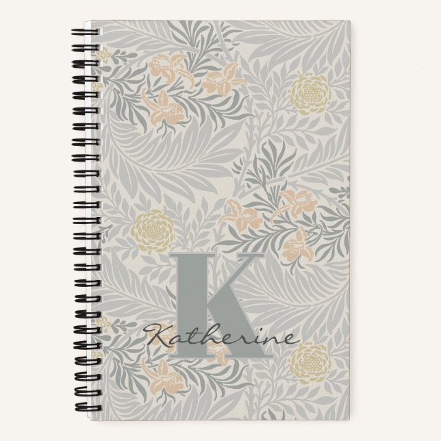 William Morris Coral & Sage Larkspur Pattern Notebook (Front)