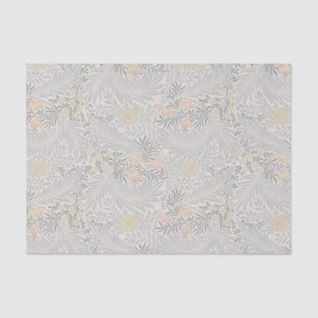 William Morris Coral & Sage Larkspur Pattern Tissue Paper (Front)