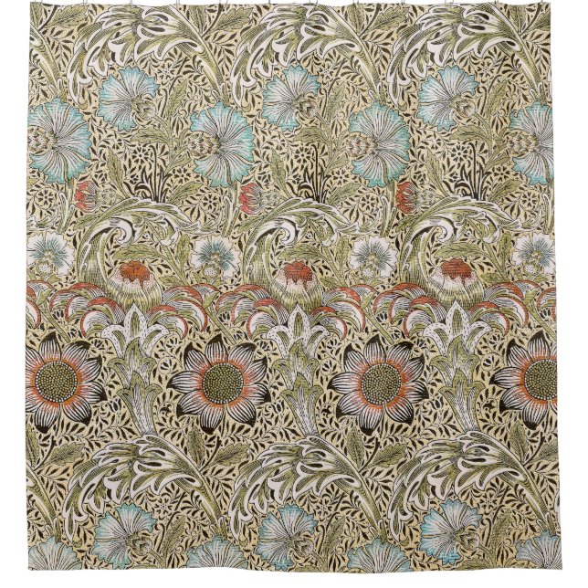 William Morris Corncockle Botanical Vine Floral Shower Curtain (Front)