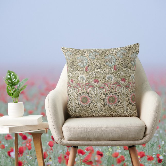 William Morris Corncockle Cream Blue and Rose Cushion (Creator Uploaded)