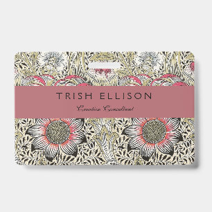 William Morris Corncockle wallpaper floral  ID Badge