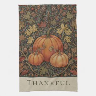 William Morris Cottage Thankful Pumpkin Fall Tea Towel