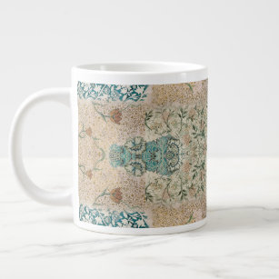 William Morris Cottagecore Teal Coral Floral Set  Large Coffee Mug