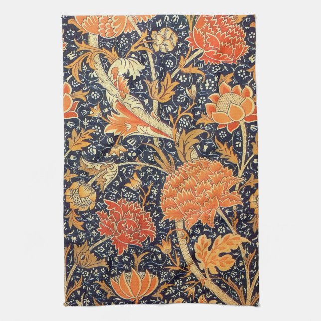 William Morris Cray Floral Art Nouveau Pattern Tea Towel (Vertical)