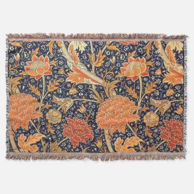 William Morris Cray Floral Art Nouveau Pattern Throw Blanket (Front)