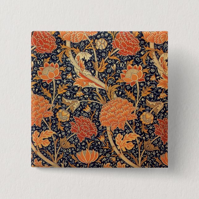 William Morris Cray Floral Pattern Vintage 15 Cm Square Badge (Front)