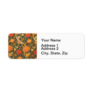 William Morris Cray Floral Pattern Vintage Return Address Label