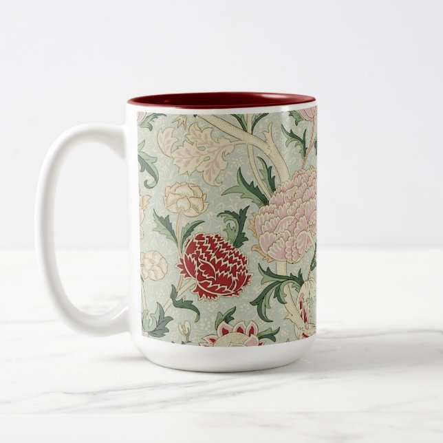 William Morris Cray Floral Pre-Raphaelite Vintage Two-Tone Coffee Mug (Left)