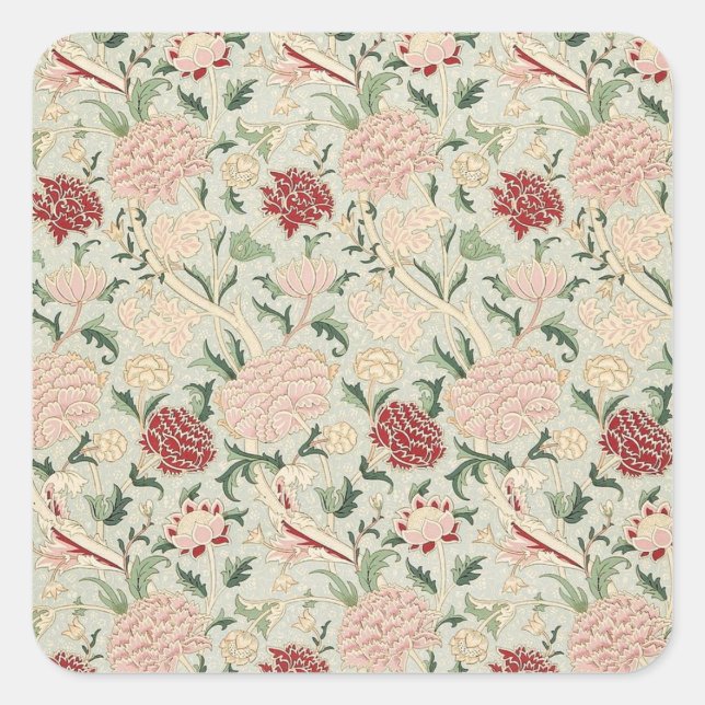 William Morris Cray Floral Square Sticker (Front)