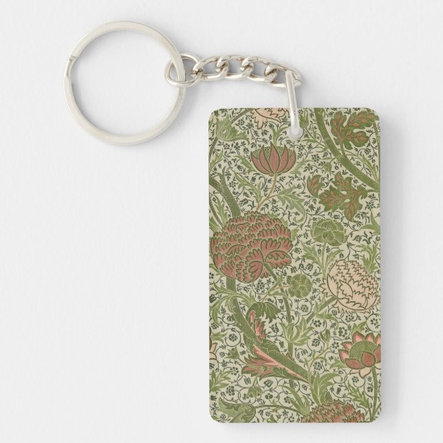 William Morris Cray Sage Flower Floral Botanical Key Ring (Front)