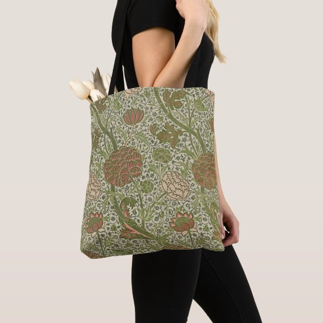 William Morris Cray Sage Flower Floral Botanical Tote Bag (Close Up)