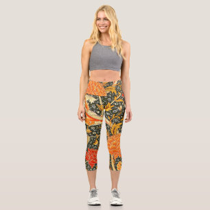 William Morris Cray Wallpaper Flower Pattern Capri Leggings
