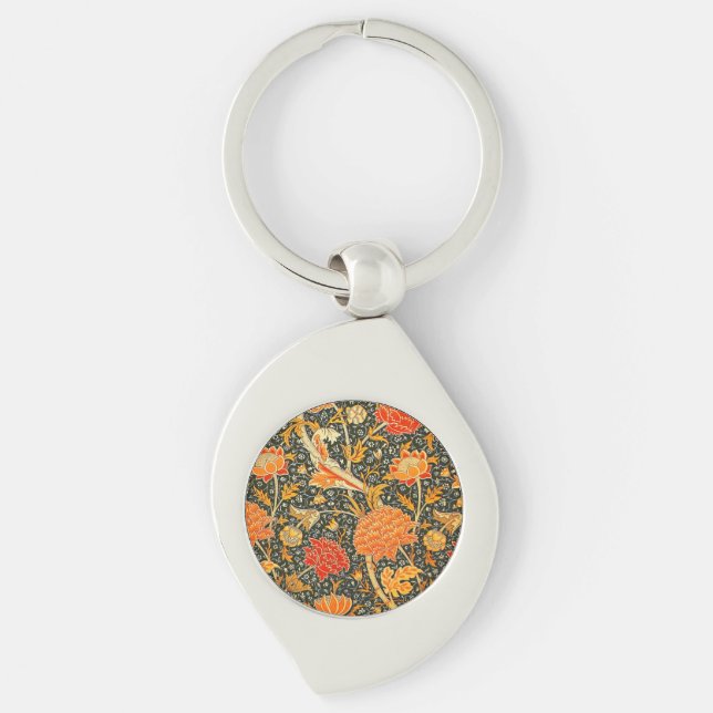 William Morris Cray Wallpaper Pattern Key Ring (Front)