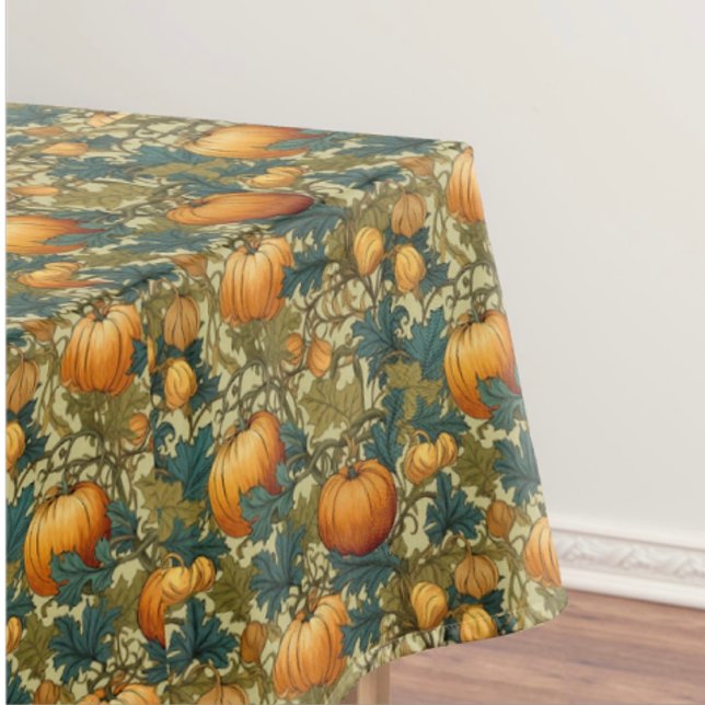 William Morris Customised Pumpkins and Squirrel Tablecloth (William Morris Pumpkin Patch...where's the Great Pumpkin?)