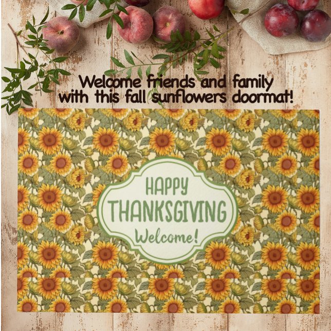 William Morris Customised Thanksgiving Sunflowers  Doormat (Cheery autumn sunflowers welcome friends and family)
