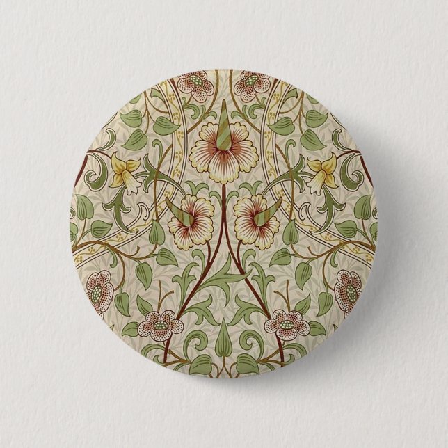William Morris Daffodil Classic Flower Wallpaper 6 Cm Round Badge (Front)
