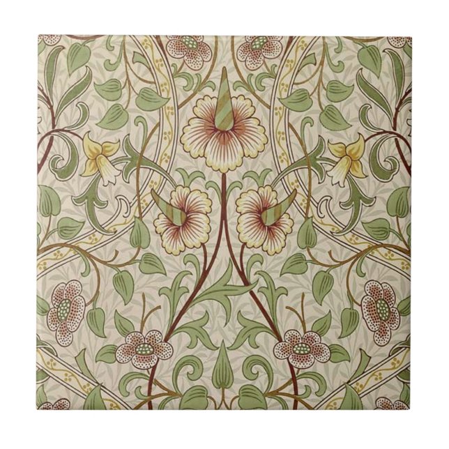 William Morris Daffodil Classic Flower Wallpaper Ceramic Tile (Front)
