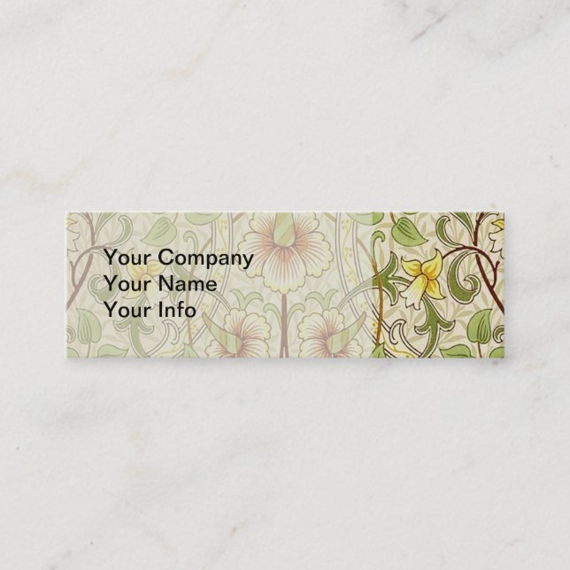 William Morris Daffodil Classic Flower Wallpaper Mini Business Card (Front)