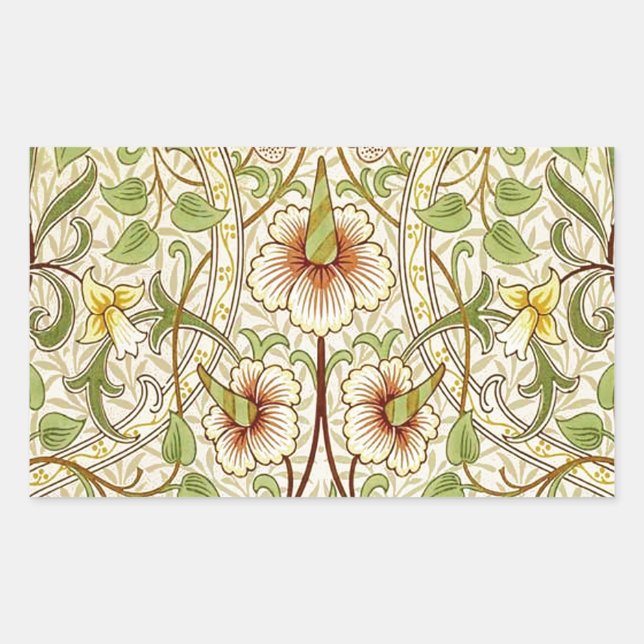 William Morris Daffodil Classic Flower Wallpaper Rectangular Sticker (Front)