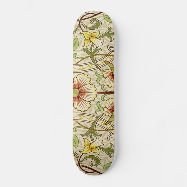 William Morris Daffodil Classic Flower Wallpaper Skateboard (Front)