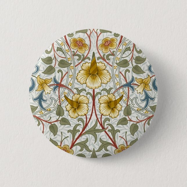 William Morris Daffodil Floral Pattern 6 Cm Round Badge (Front)