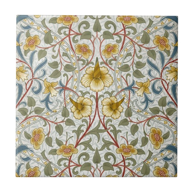 William Morris Daffodil Floral Pattern Ceramic Tile (Front)