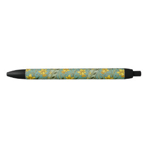 William Morris Daffodil Floral Pattern Classic Black Ink Pen