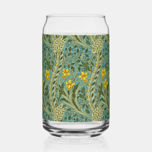William Morris Daffodil Floral Pattern Classic Can Glass