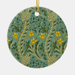 William Morris Daffodil Floral Pattern Classic Ceramic Ornament