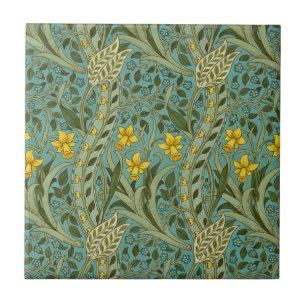William Morris Daffodil Floral Pattern Classic Ceramic Tile