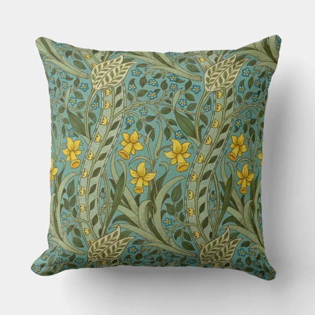 William Morris Daffodil Floral Pattern Classic Cushion (Front)
