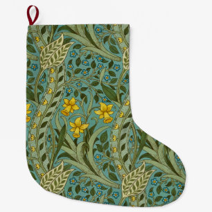 William Morris Daffodil Floral Pattern Classic Large Christmas Stocking