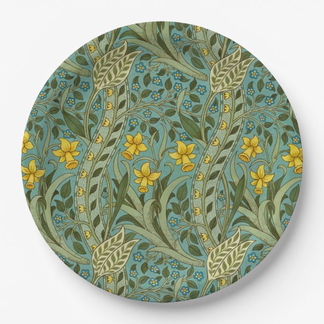 William Morris Daffodil Floral Pattern Classic Paper Plate (Front)