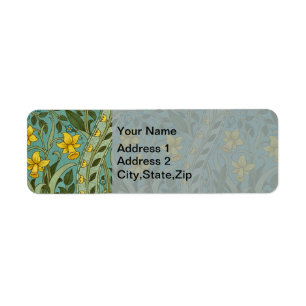 William Morris Daffodil Floral Pattern Classic Return Address Label