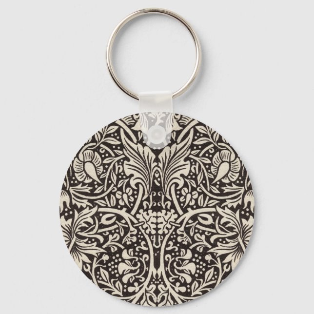 William Morris Daffodil Floral Wallpaper Key Ring (Front)