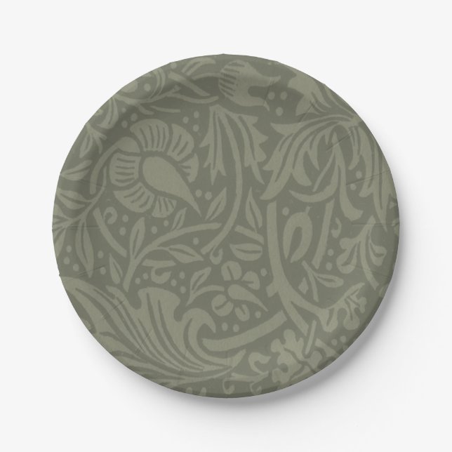 William Morris Daffodil Floral Wallpaper Paper Plate (Front)