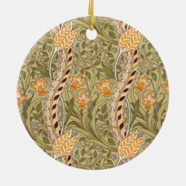 William Morris Daffodil Garden Flower Classic Bota Ceramic Ornament (Back)