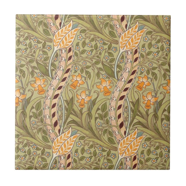 William Morris Daffodil Garden Flower Classic Bota Ceramic Tile (Front)