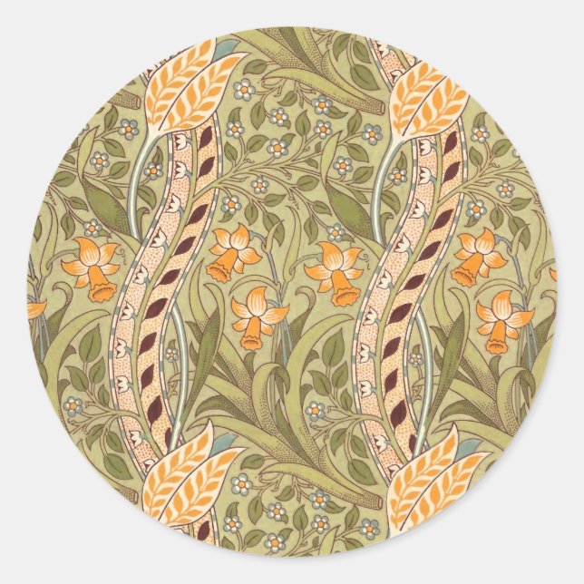 William Morris Daffodil Garden Flower Classic Bota Classic Round Sticker (Front)