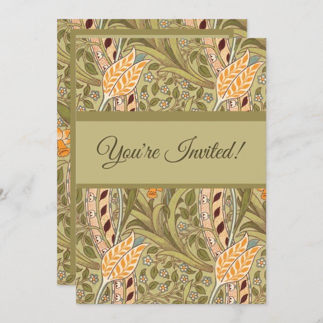 William Morris Daffodil Garden Flower Classic Bota Invitation (Front/Back)