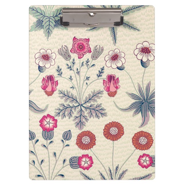 William Morris Daisy Floral Pattern Red Orange Clipboard (Front)