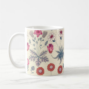 William Morris Daisy Floral Pattern Red Orange Coffee Mug