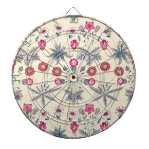 William Morris Daisy Floral Pattern Red Orange Dartboard