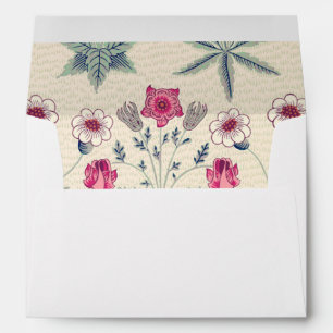 William Morris Daisy Floral Pattern Red Orange Envelope