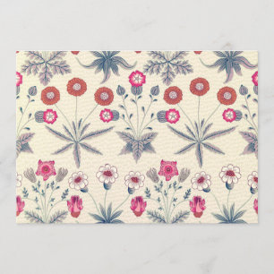 William Morris Daisy Floral Pattern Red Orange Invitation