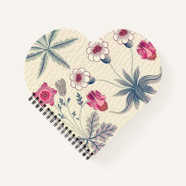 William Morris Daisy Floral Pattern Red Orange Notebook (Front)