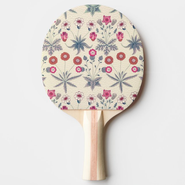 William Morris Daisy Floral Pattern Red Orange Ping Pong Paddle (Front)