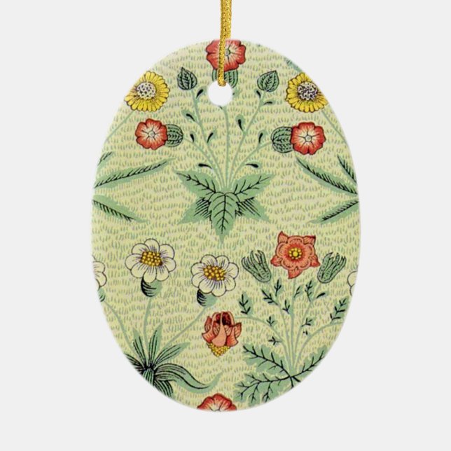 William Morris Daisy Floral Wallpaper Pattern Ceramic Ornament (Front)